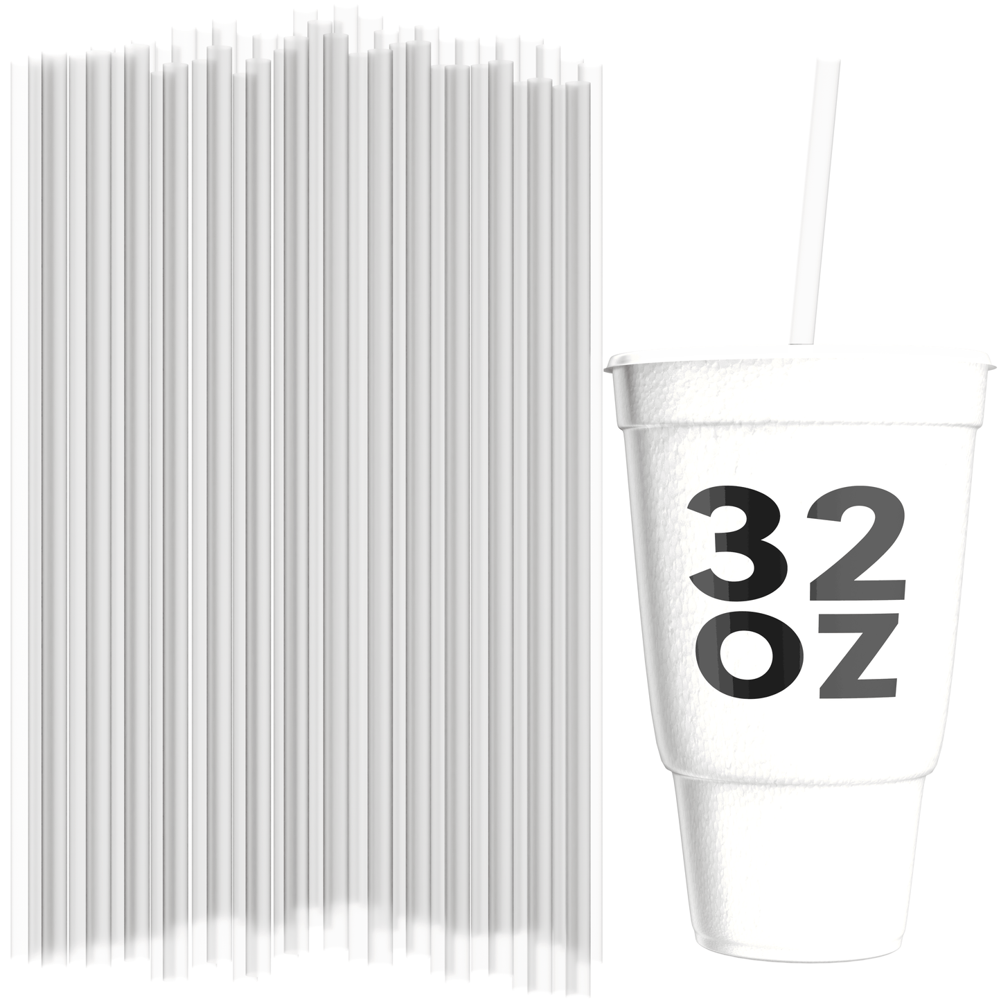 Unwrapped 32 oz to-go straws with 10-inch length and 0.28-inch diameter for large drink cups