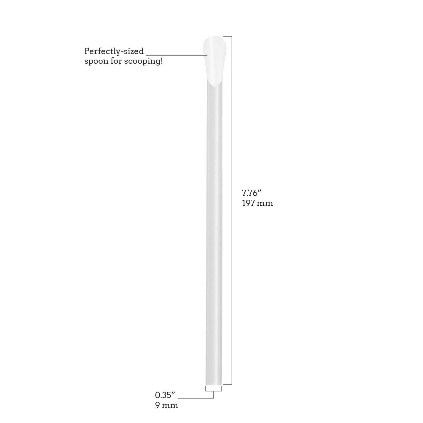 Clear wide spoon straws 7.75 inch with 0.35 inch diameter for scooping slushies and frozen drinks