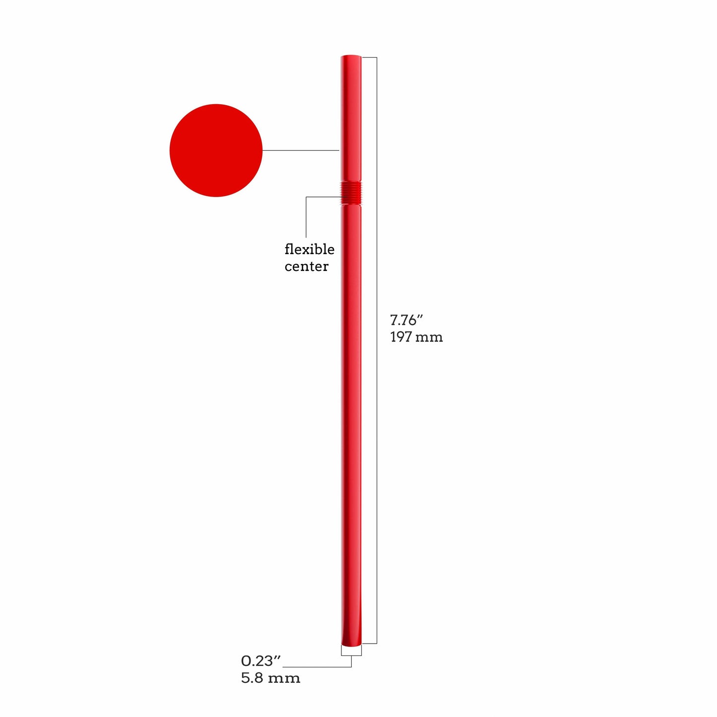 Strip Clips Red flexible straws with paper wrap and bendable center, 7.75 inches long and 0.23 inches diameter