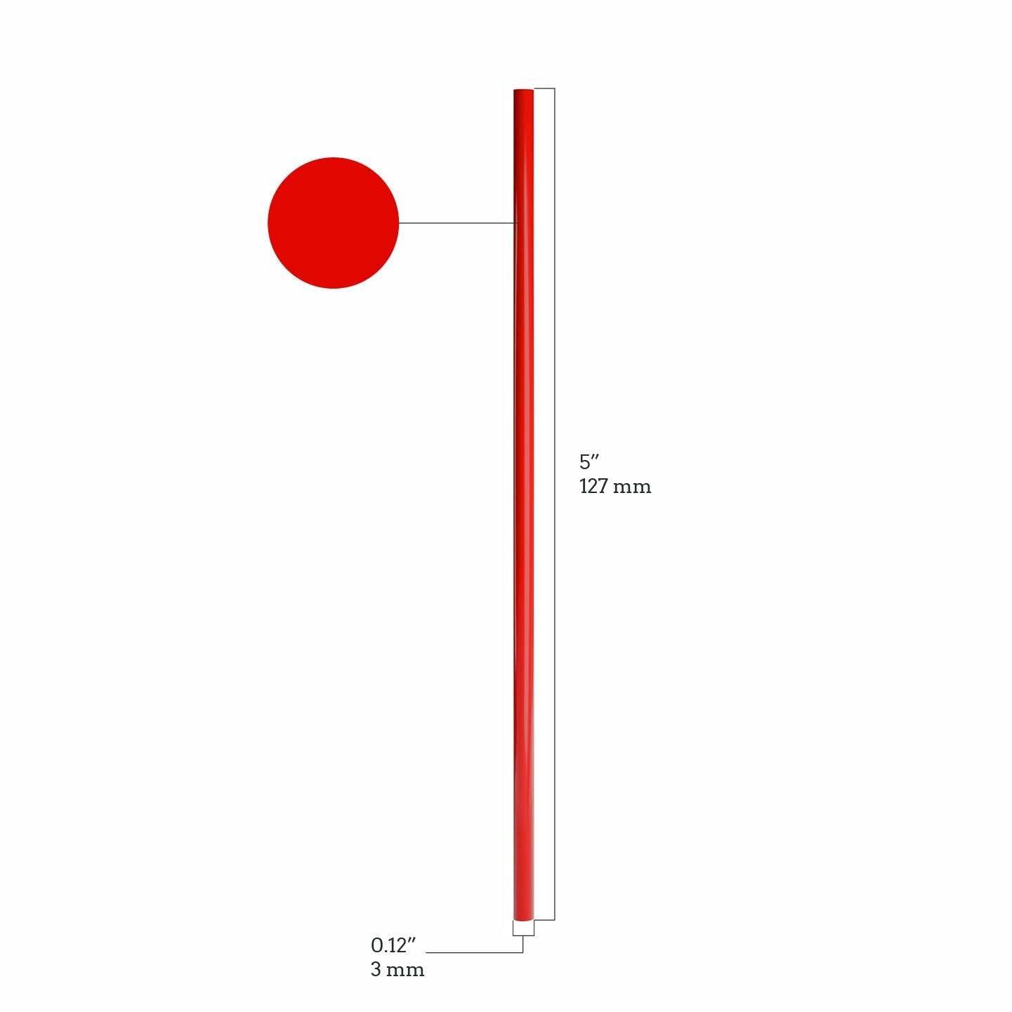 Unwrapped Stirrer Straws - 5" x 0.15" - (Select a Color)
Red film wrapped stirrer straw 5 inches long and 0.12 inches diameter for beverage mixing