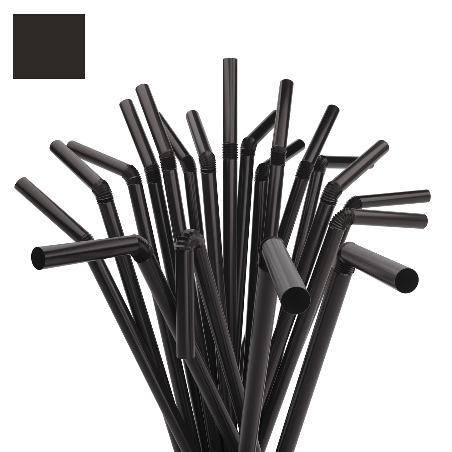 7.75" by 0.23" Solid Color Plastic Flexible Straws (10,000 Straws (40 inner bags of 250))