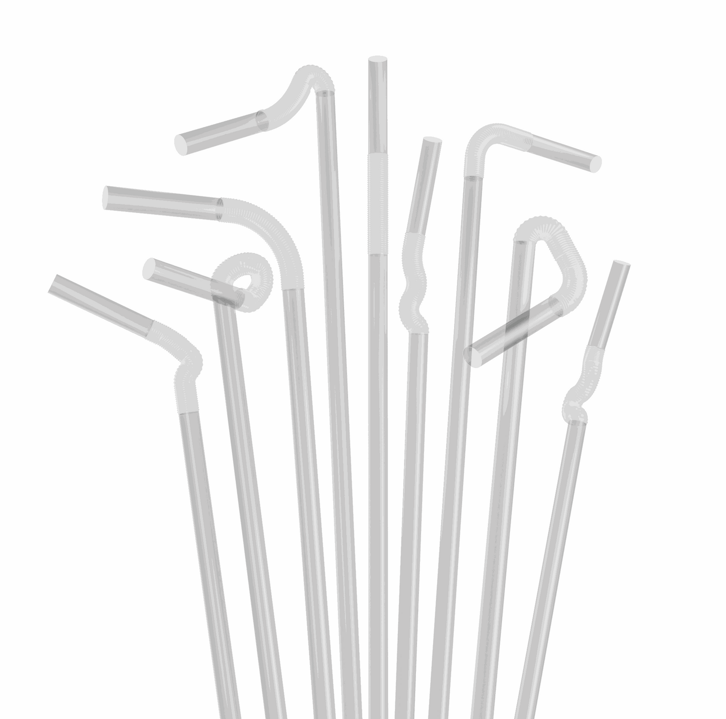 Set of clear Ridiculously Tall Party Yard Flexible Straws 17 inches long with bendable necks