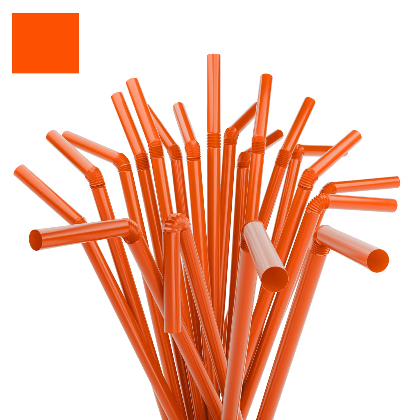7.75" by 0.23" Solid Color Plastic Flexible Straws (10,000 Straws (40 inner bags of 250))