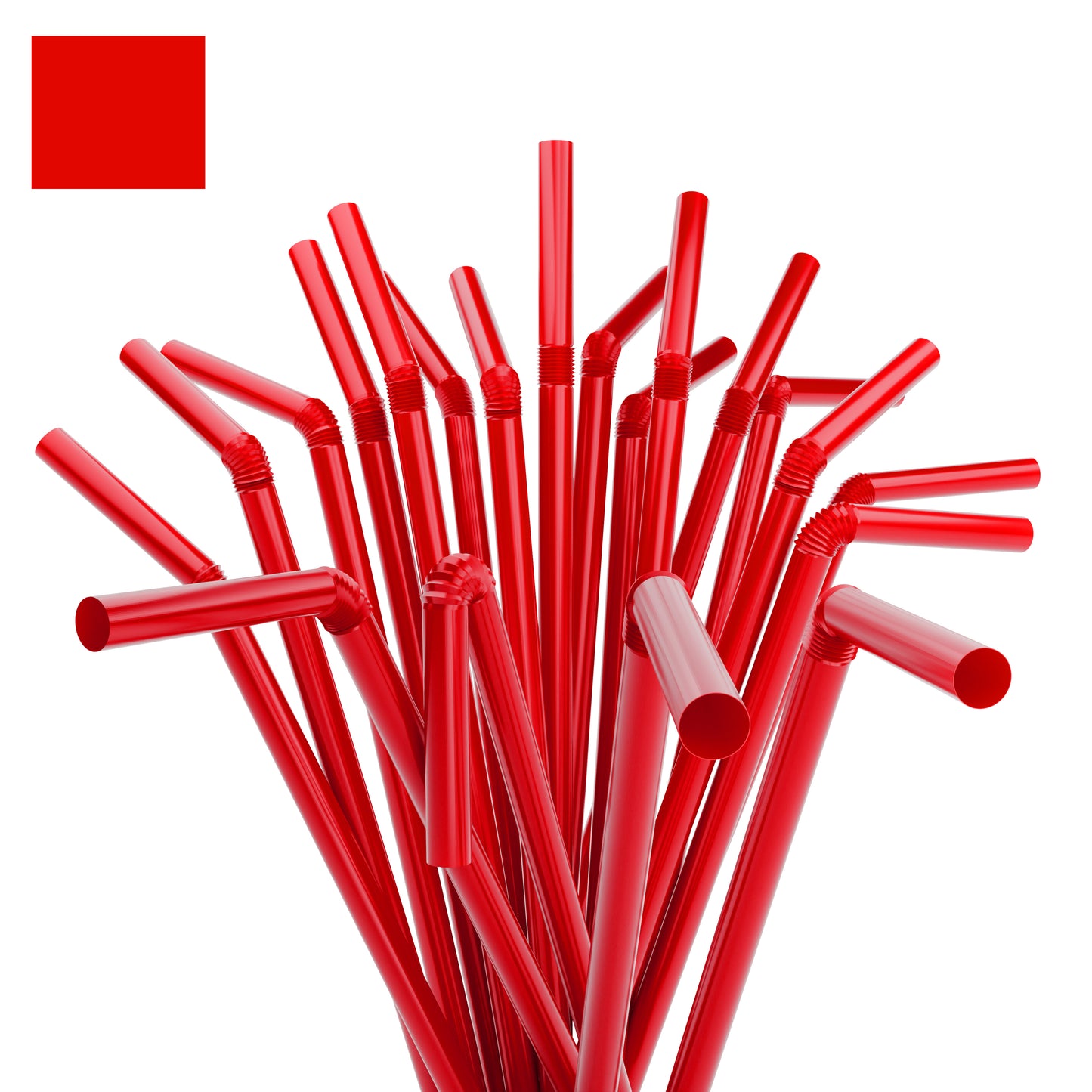 7.75" by 0.23" Solid Color Plastic Flexible Straws (10,000 Straws (40 inner bags of 250))