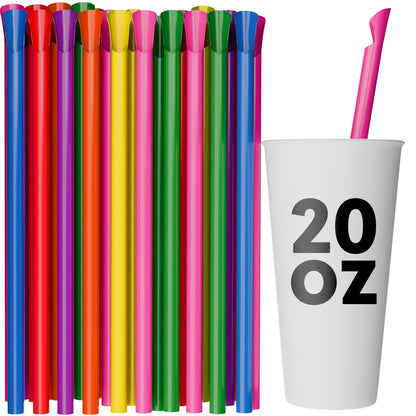 Multicolor wide diameter spoon straws 10 inch with 20oz cup for frozen drinks and slushies
