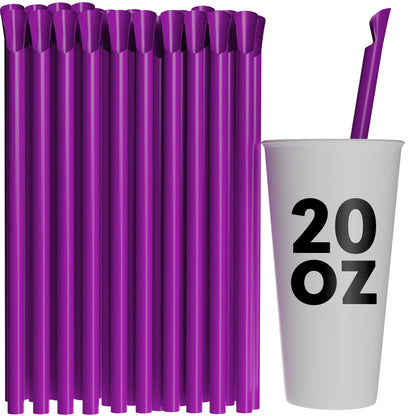 Purple wide diameter spoon straws 10 inch with 20oz cup for frozen drinks and slushies