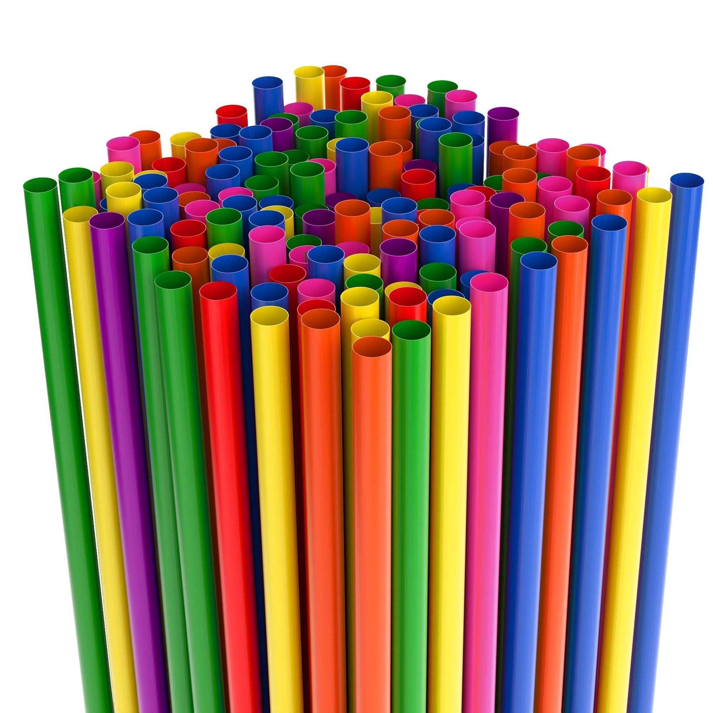 Colorful plastic straight straws 7.75 inch jumbo size for beverages