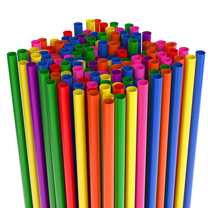 Colorful plastic straight straws 7.75 inch jumbo size for beverages