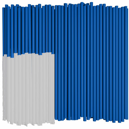 Blue plastic straight straws 7.75 inches wrapped for hygiene