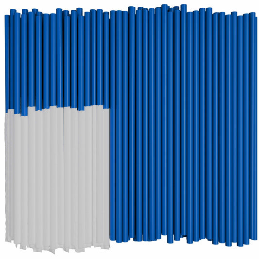 Blue plastic straight straws 7.75 inches wrapped for hygiene