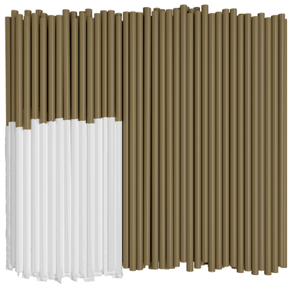 Paper Wrapped To-Go 10-inch brown and white disposable restaurant straws individually wrapped for hygiene