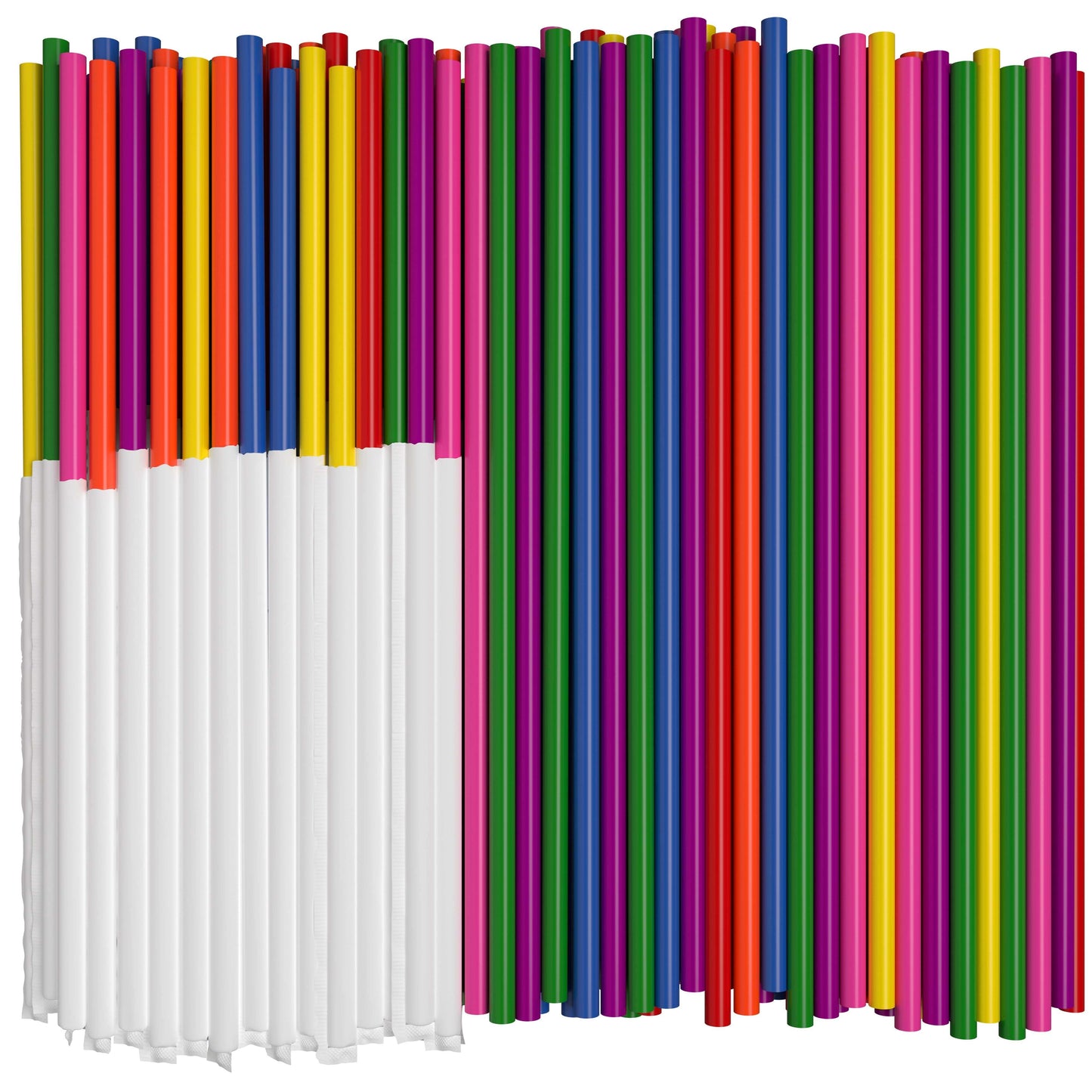 Neon boba straws film wrapped 9 inch colorful 3200 count pack