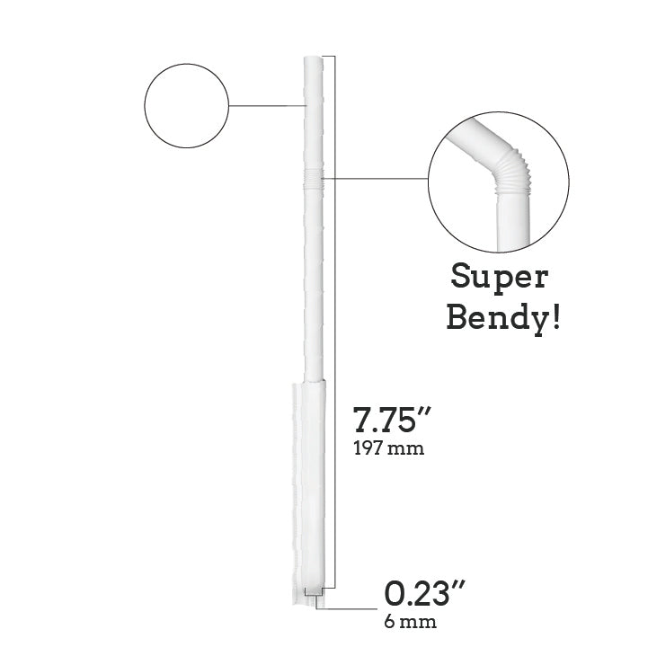 Paper wrapped plastic flexible straw 7.75 inches super bendy hygienic and durable
