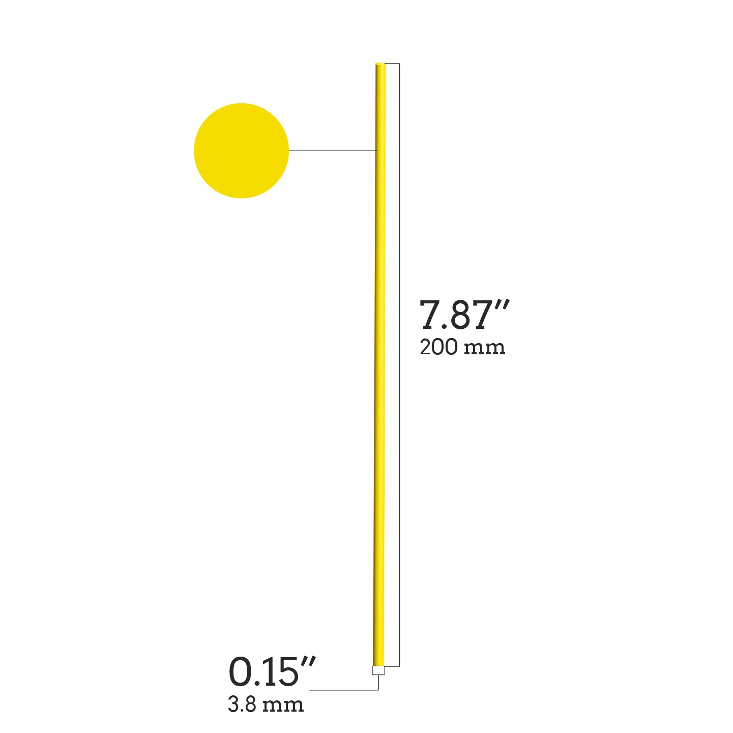 1 Case - 2,000 (4 x 500) Collins Straws - 7.87" x 0.15" - Color: Yellow