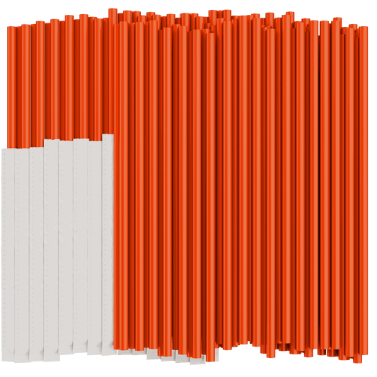 Paper wrapped to-go restaurant straws 10 inch orange and white for large drink cups