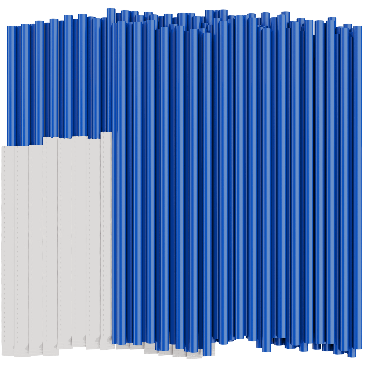 Blue and white paper wrapped to-go straws for 32 oz drink cups