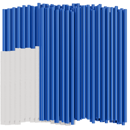 Blue and white paper wrapped to-go straws for 32 oz drink cups