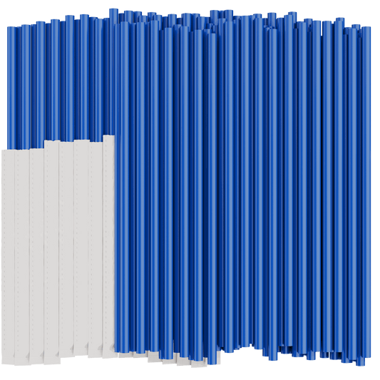 Blue and white paper wrapped to-go straws for 32 oz drink cups