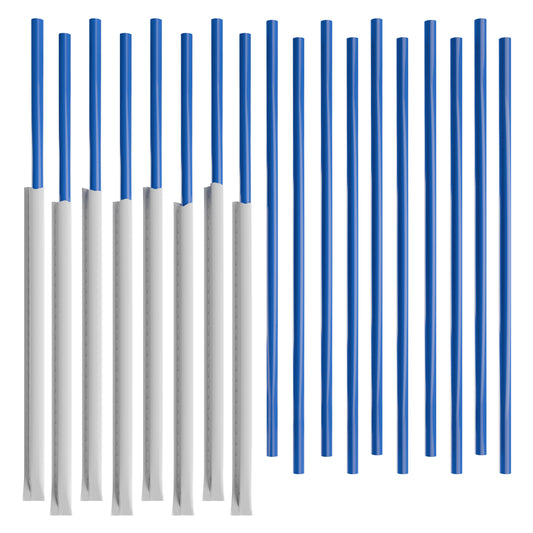 1 Case - 2,000 (8 x 250) Paper Wrapped To-Go Restaurant Straws - 10" x 0.28" - Color: Blue