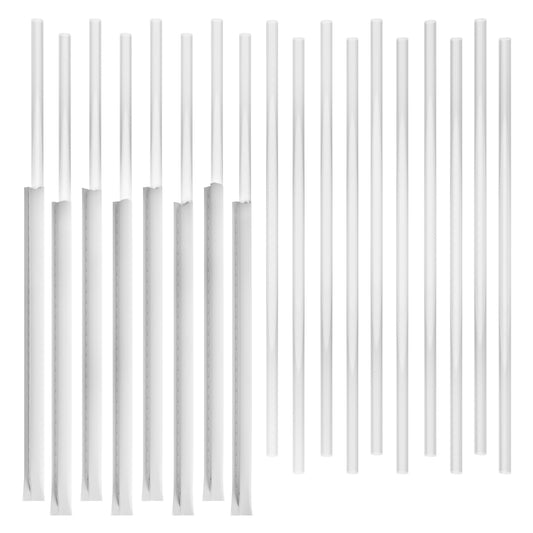 1 Case - 2,000 (8 x 250) Paper Wrapped To-Go Restaurant Straws - 10" x 0.28" - Color: Clear