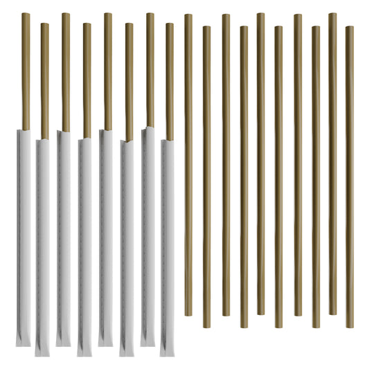 1 Case - 2,000 (8 x 250) Paper Wrapped To-Go Restaurant Straws - 10" x 0.28" - Color: Gold