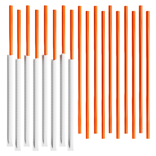 1 Case - 2,000 (8 x 250) Paper Wrapped To-Go Restaurant Straws - 10" x 0.28" - Color: Orange
