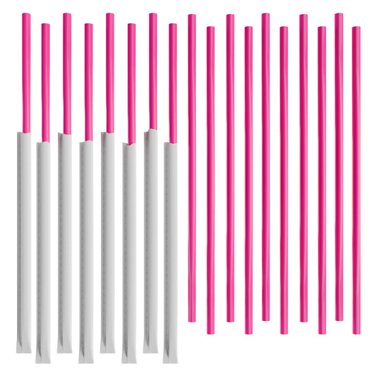 5,000 Wrapped Pink Restaurant Straws – 10" x 0.28" | Bulk Case