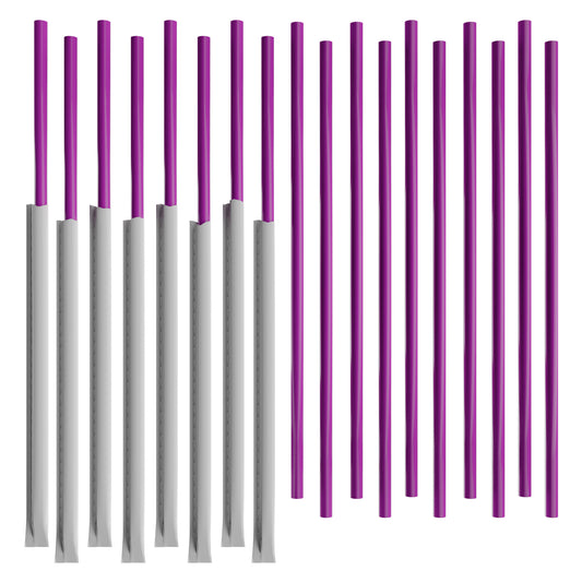 1 BIG Case - 5,000 (20 x 250) Paper Wrapped To-Go Restaurant Straws - 10" x 0.28" - Color: Purple