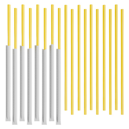 1 Case - 2,000 (8 x 250) Paper Wrapped To-Go Restaurant Straws - 10" x 0.28" - Color: Yellow