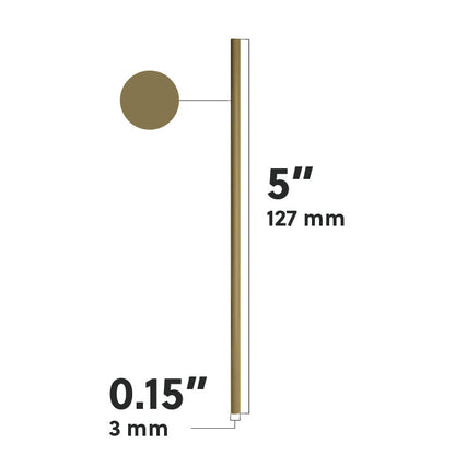 Diagram of 5-inch long and 0.15-inch diameter film wrapped stirrer straw with color sample circle