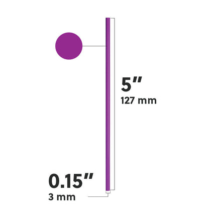 Purple film wrapped stirrer straw 5 inches long by 0.15 inches diameter for hygienic beverage stirring