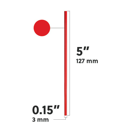 Red film wrapped stirrer straw 5 inches long 0.15 inches diameter compact hygienic beverage accessory