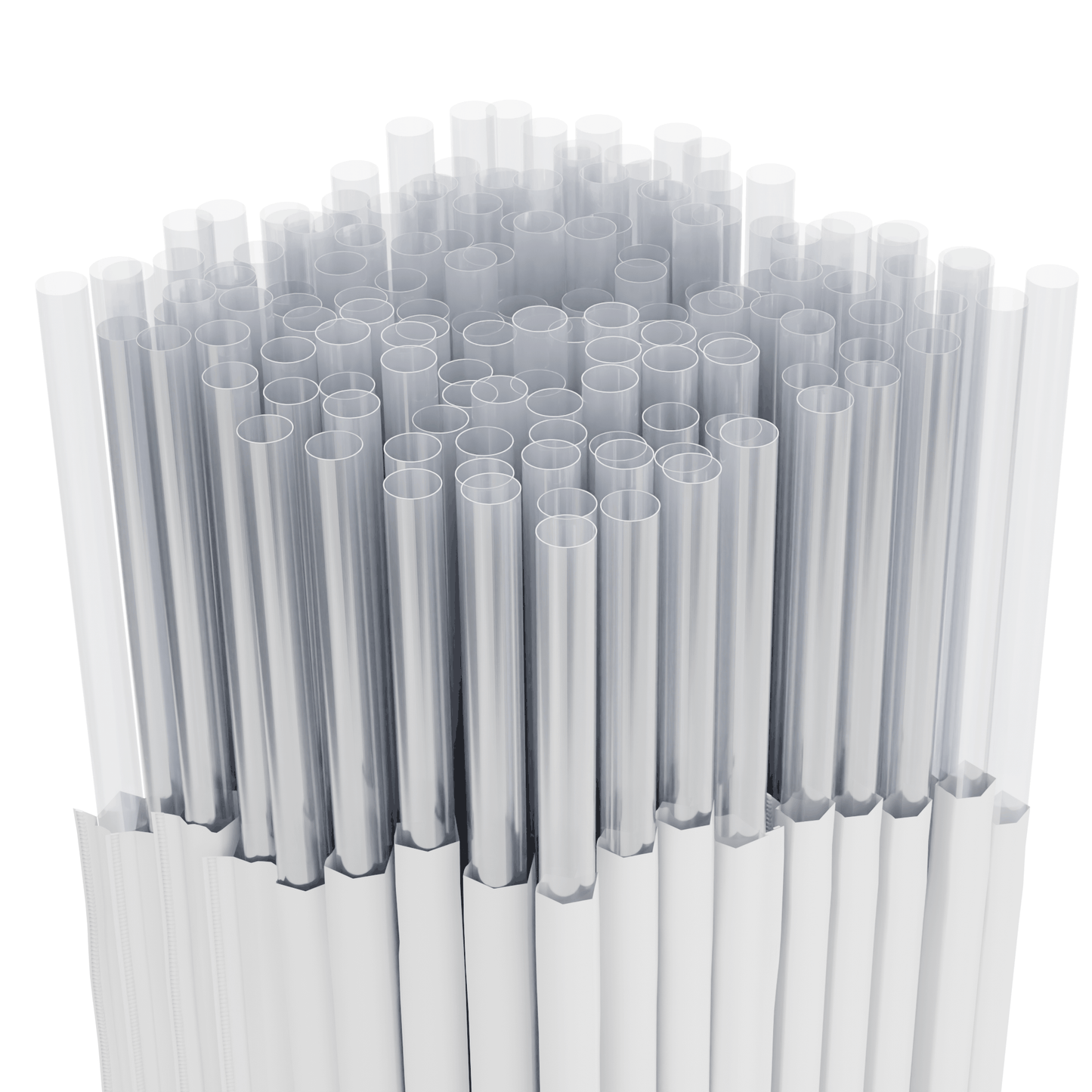Paper wrapped classic jumbo straws bundled with hygienic paper covers, 7.75 inches long and 0.21 inches diameter for soda cans and cups