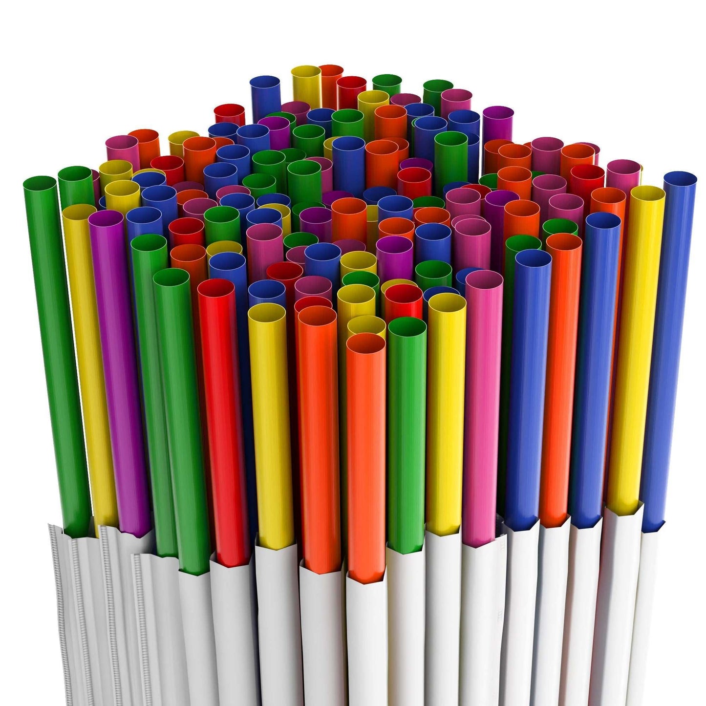 Colorful paper wrapped classic jumbo plastic straws 7.75 inch for beverages