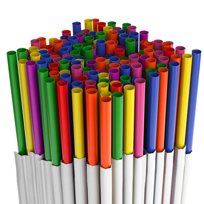 Colorful paper wrapped classic jumbo plastic straws 7.75 inch for beverages