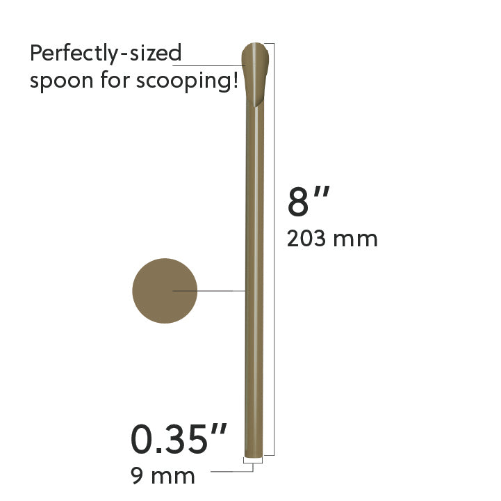 Unwrapped Classic Spoon Straw 8-inch durable plastic with smooth spoon tip for scooping and sipping thick beverages