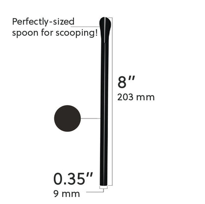 Unwrapped Classic Spoon Straw 8-inch black plastic with spoon tip for scooping thick beverages