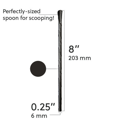 8-inch classic spoon straw with 0.25-inch diameter, perfect for scooping and sipping thick drinks and desserts
