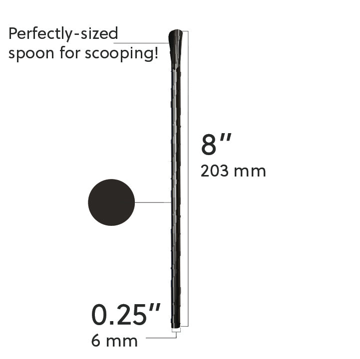 8-inch colorful Scoop Straw with spoon-shaped tip for thick drinks and frozen desserts