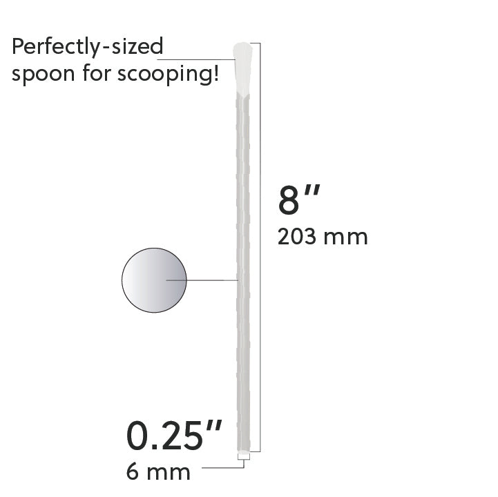 8-inch colorful Scoop Straw with spoon tip for sipping and scooping frozen drinks