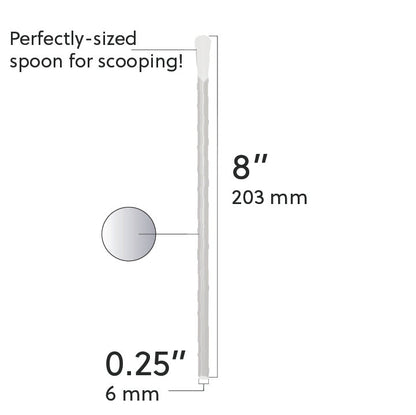 8-inch colorful Scoop Straw with spoon tip for sipping and scooping frozen drinks