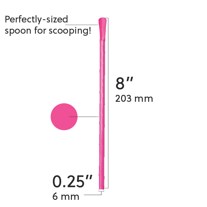 8-inch colorful Scoop Straw with spoon tip for scooping thick drinks and frozen desserts