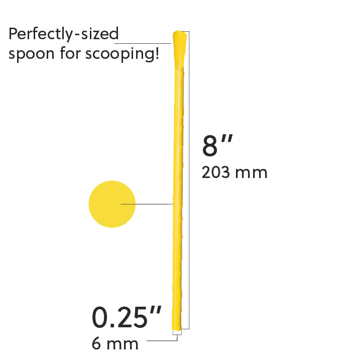 Colorful 8-inch scoop straw with spoon tip for thick drinks and frozen desserts