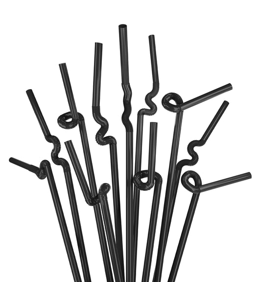1 Case - 2,000 (8 x 250) Extra Flexible Art Straws - 13" x 0.23" - Color: Black