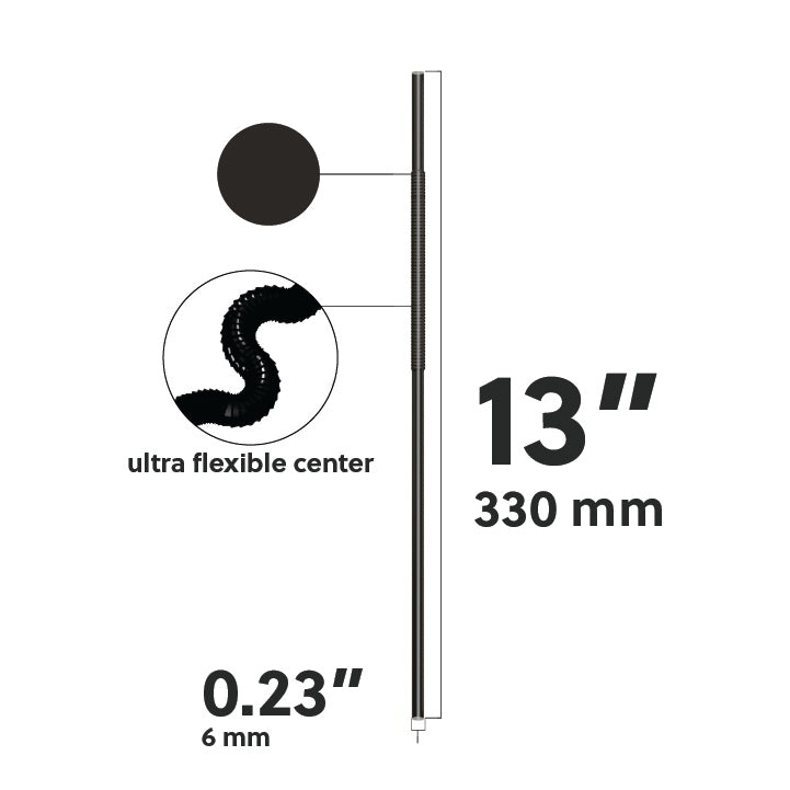 Extra Flexible Art Straw with ultra flexible center, 13 inches long and 0.23 inches diameter