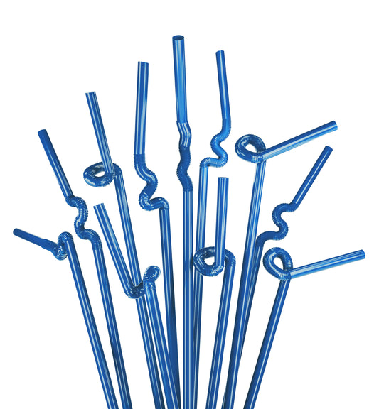 1 Case - 2,000 (8 x 250) Extra Flexible Art Straws - 13" x 0.23" - Color: Blue