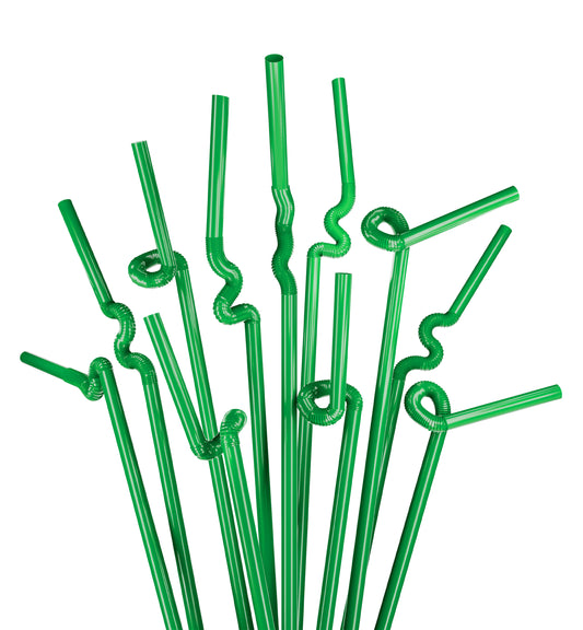 1 Case - 2,000 (8 x 250) Extra Flexible Art Straws - 13" x 0.23" - Color: Green