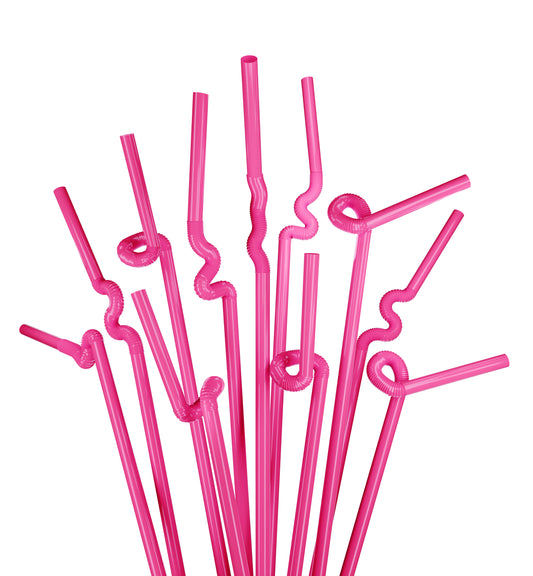 1 Case - 2,000 (8 x 250) Extra Flexible Art Straws - 13" x 0.23" - Color: Pink