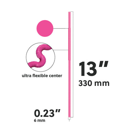 Extra flexible pink art straw 13 inch with ultra flexible center for bending and twisting