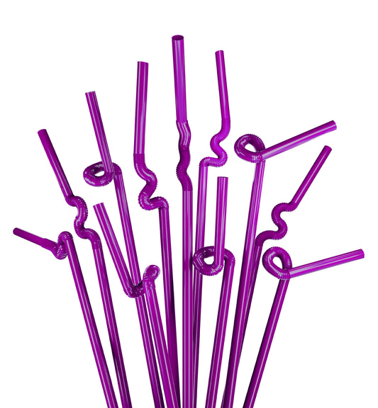 1 Case - 2,000 (8 x 250) Extra Flexible Art Straws - 13" x 0.23" - Color: Purple